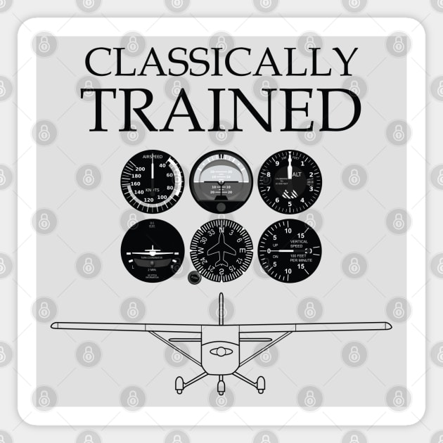 Classically Trained Pilot steam gauges and high wing airplane Sticker by zehrdesigns